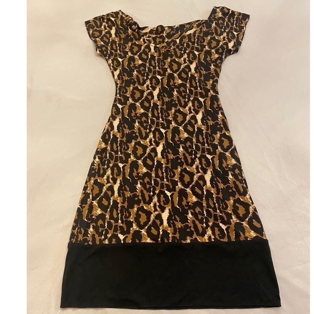 DIANE VON FURSTENBERG 100% Silk Dress, Cheetah Print, Cowl Neck, Size 6 - Picture 3 of 5